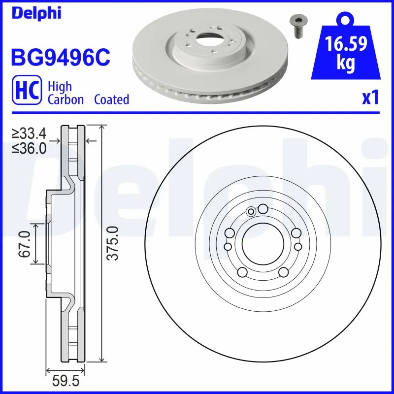 Disque de frein DELPHI BG9496C