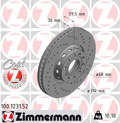 Disque de frein ZIMMERMANN 100.1231.52