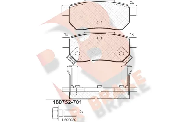 Kit de plaquettes de frein, frein à disque R BRAKE RB0752-701