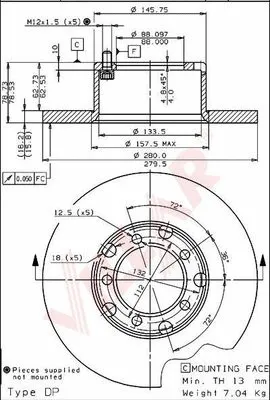 Disque de frein VILLAR 628.1204