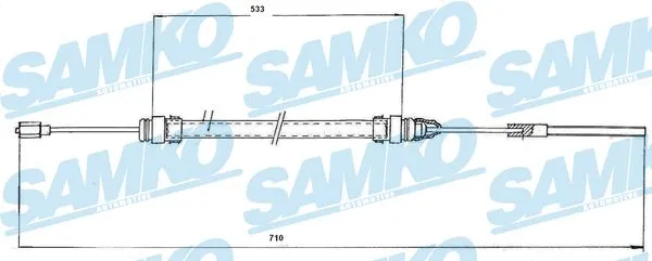 Tirette à câble, commande d'embrayage SAMKO C0187C
