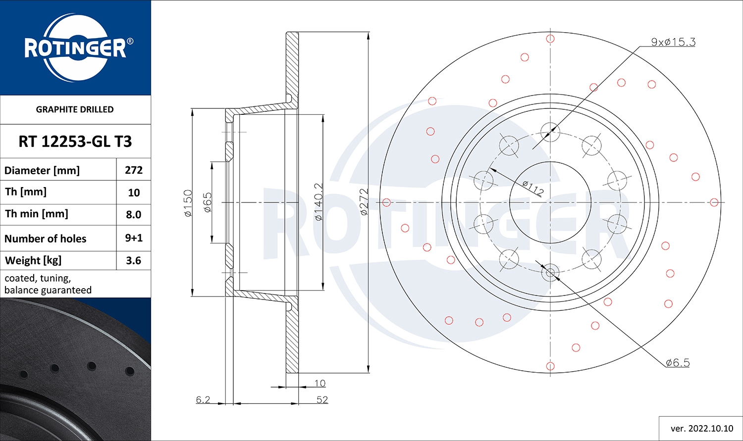 Disque de frein ROTINGER RT 12253-GL T3