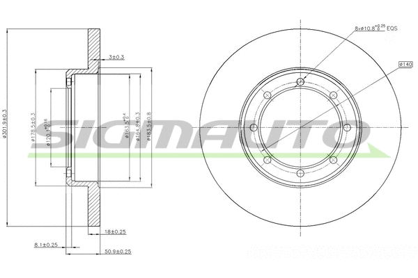 Disque de frein SIGMAUTO DBB977S