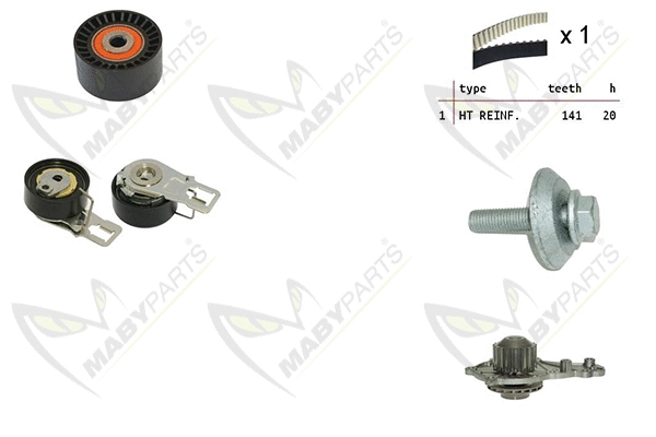Pompe à eau + kit de courroie crantée MABYPARTS OBKWP0140