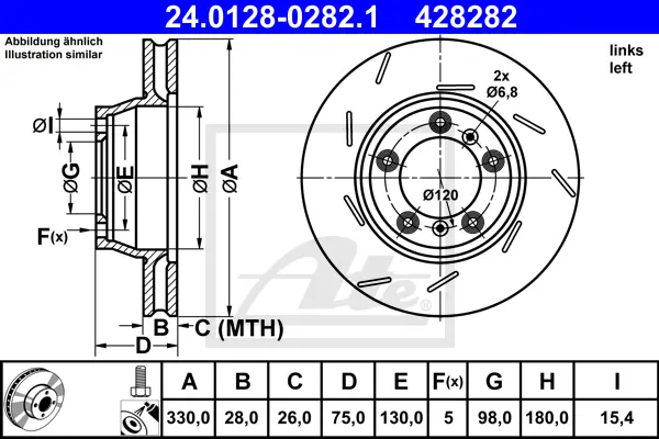 Disque de frein ATE-APAC 24.0128-0282.1