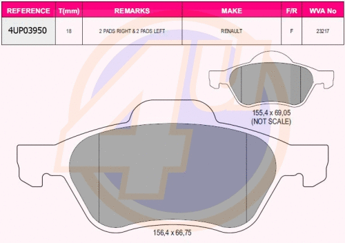 Kit de plaquettes de frein, frein à disque 4u 4UP03950