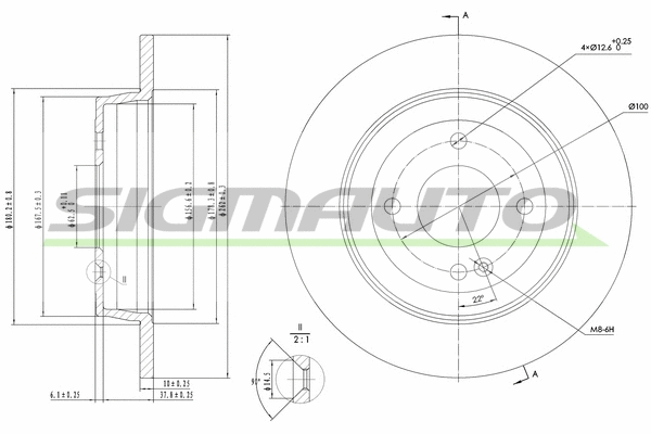 Disque de frein SIGMAUTO DBC090S