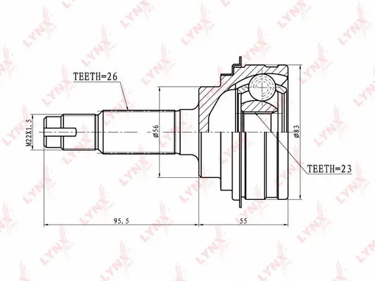 Jeu de joints, arbre de transmission LYNXAUTO CO-7507