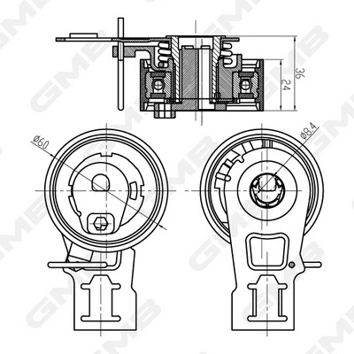 Poulie de tension, courroie crantée GMB GTB1020