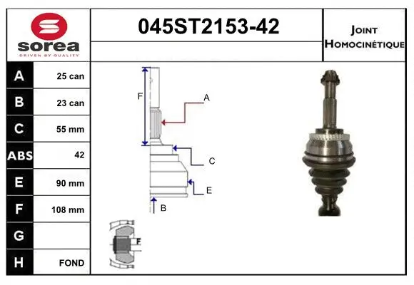 Jeu de joints, arbre de transmission STARTCAR 045ST2153-42
