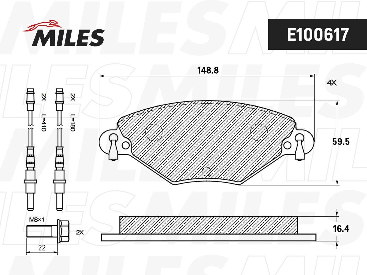 Kit de plaquettes de frein, frein à disque MILES E100617