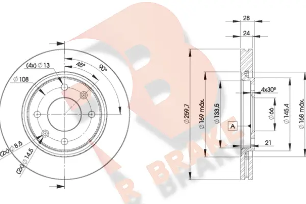 Disque de frein R BRAKE 78RBD29406