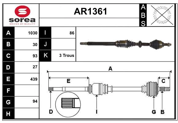 Arbre de transmission SNRA AR1361