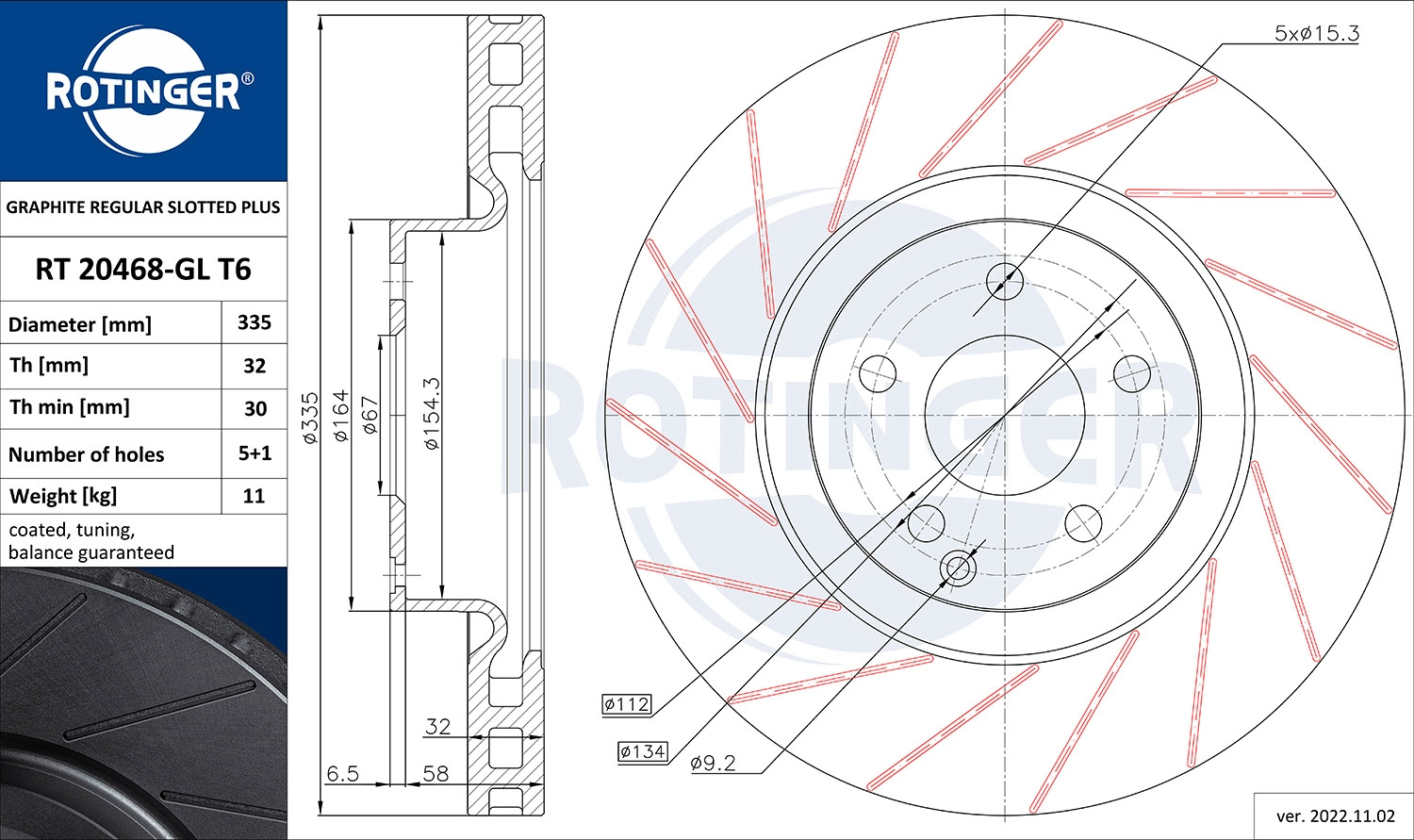 Disque de frein ROTINGER RT 20468-GL T6