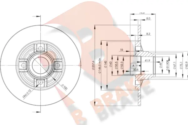 Disque de frein R BRAKE 78RBD18078