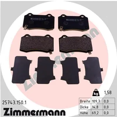 Kit de plaquettes de frein, frein à disque ZIMMERMANN 25743.150.1