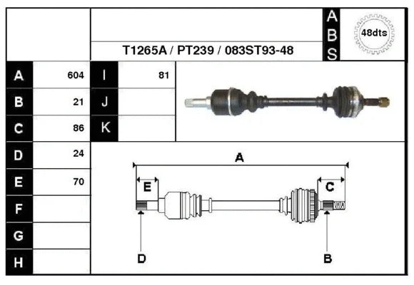Arbre de transmission Technika 28083A
