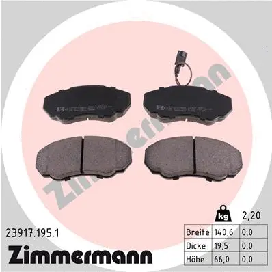 Kit de plaquettes de frein, frein à disque ZIMMERMANN 23917.195.1