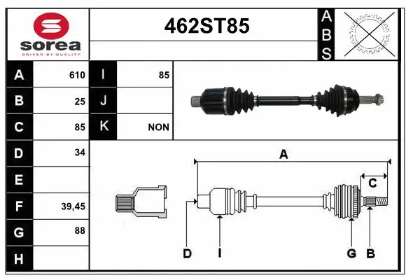 Arbre de transmission STARTCAR 462ST85