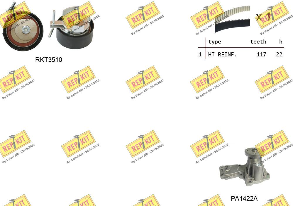 Pompe à eau + kit de courroie crantée REPKIT RKTK1164PA