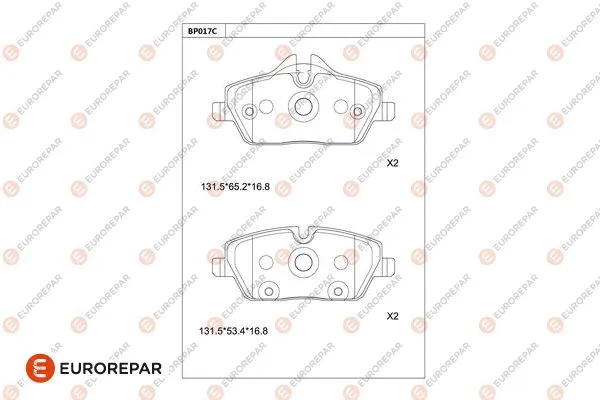 Kit de plaquettes de frein, frein à disque EUROREPAR 1681241580