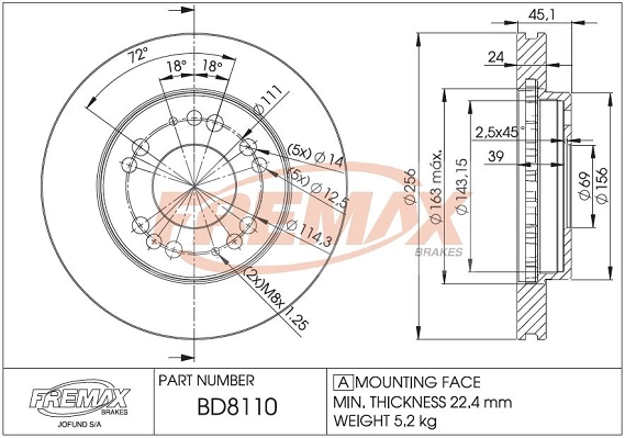 Disque de frein FREMAX BD-8110