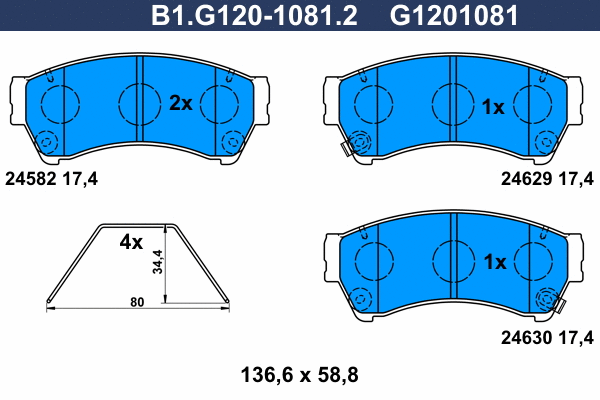 Kit de plaquettes de frein, frein à disque GALFER B1.G120-1081.2