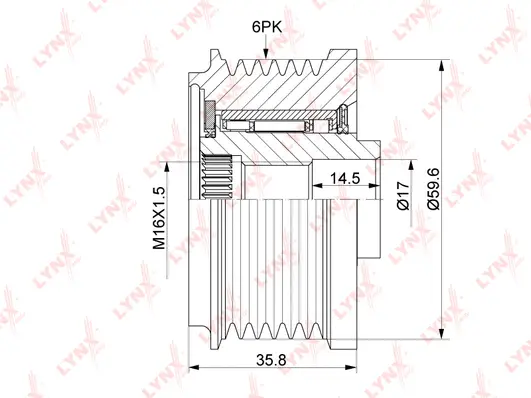 Poulie roue libre, alternateur LYNXAUTO PA-1164