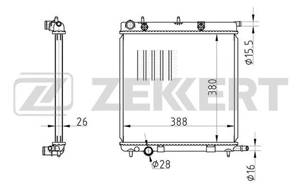 Radiateur, refroidissement du moteur ZEKKERT MK-1074