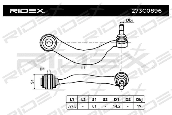 Bras de liaison, suspension de roue RIDEX 273C0896