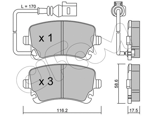 Kit de plaquettes de frein, frein à disque CIFAM 822-554-0