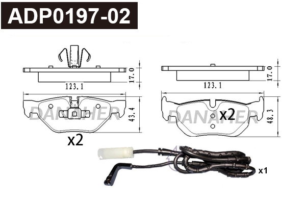 Kit de plaquettes de frein, frein à disque DANAHER ADP0197-02