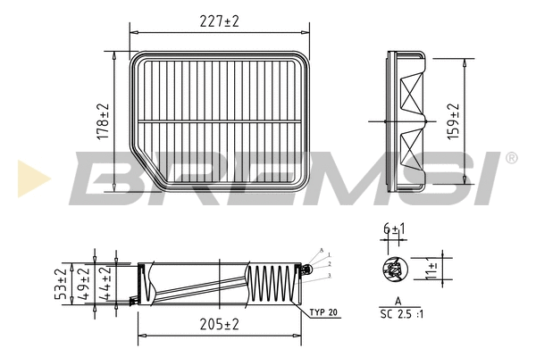 Filtre à air BREMSI FA0594