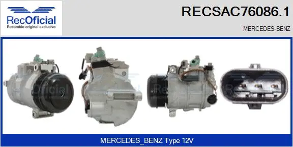 Compresseur, climatisation RECOFICIAL RECSAC76086.1