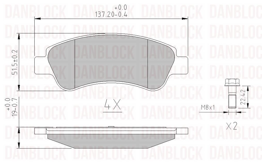 Kit de plaquettes de frein, frein à disque DANBLOCK DB 510430