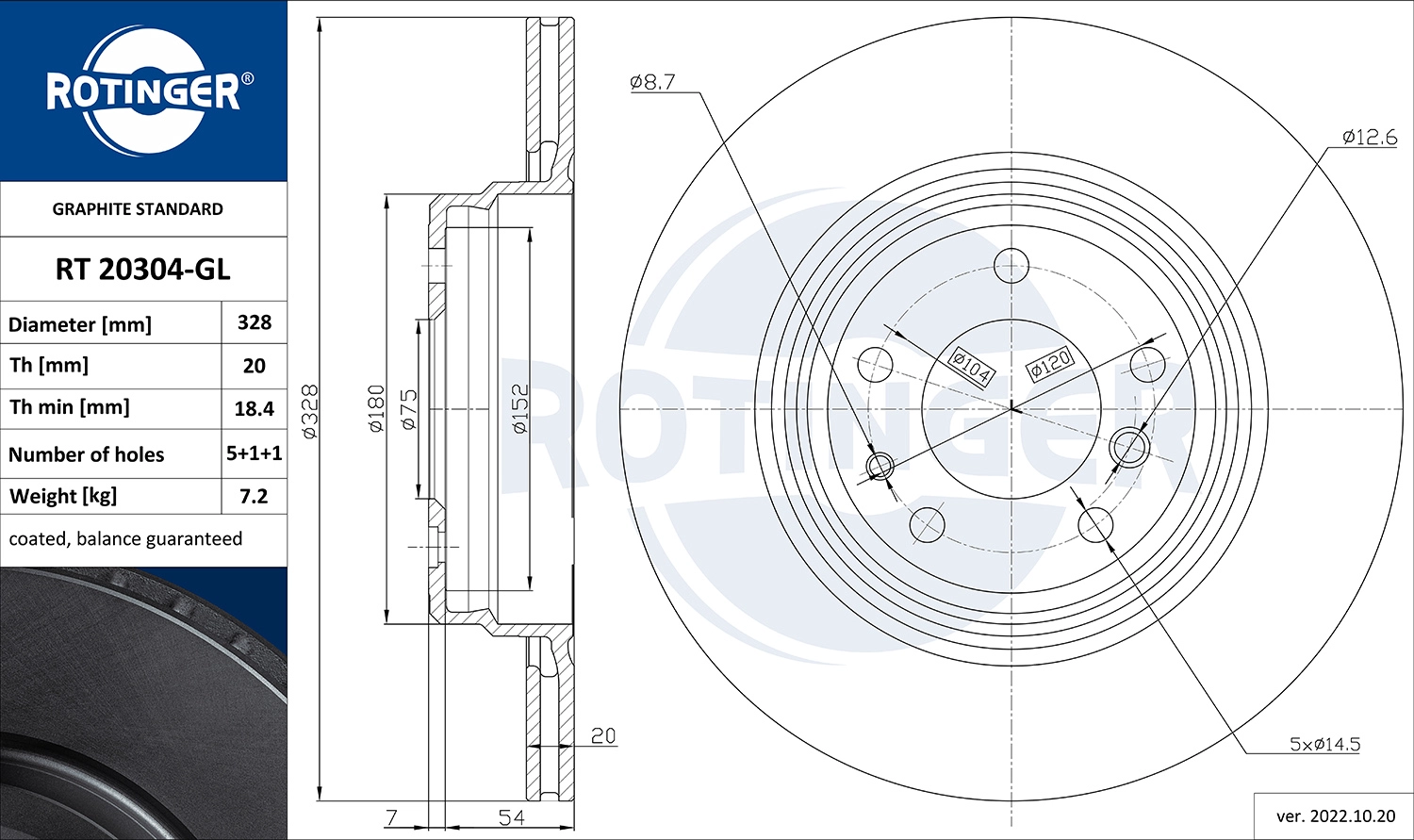 Disque de frein ROTINGER RT 20304-GL
