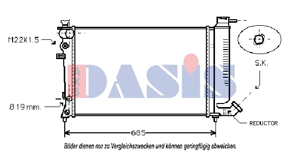 Radiateur, refroidissement du moteur AKS DASIS 060970N