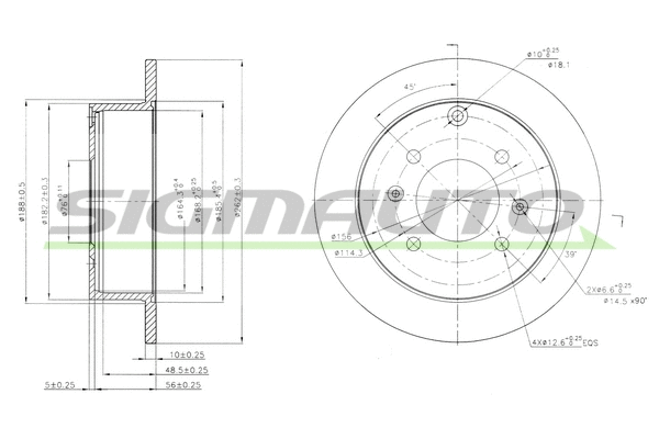 Disque de frein SIGMAUTO DBB448S
