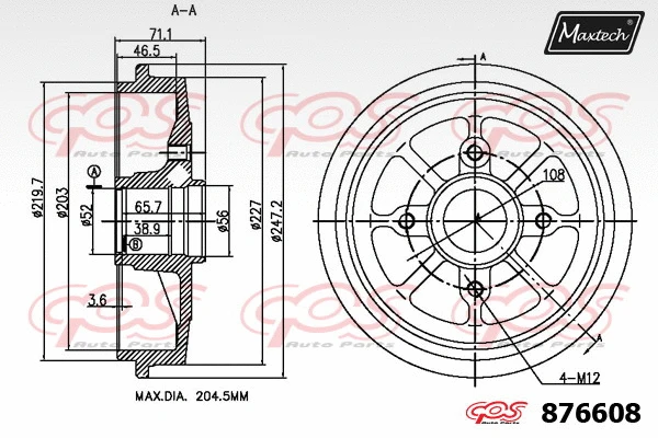 Tambour de frein MAXTECH 876608