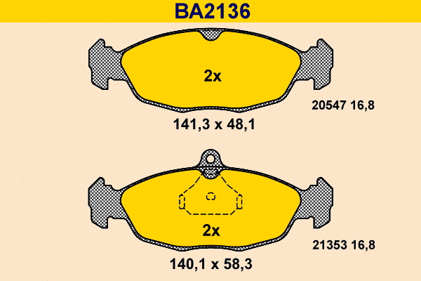 Kit de plaquettes de frein, frein à disque BARUM BA2136
