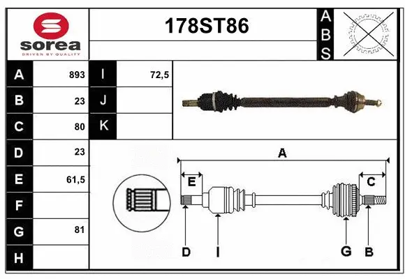 Arbre de transmission STARTCAR 178ST86