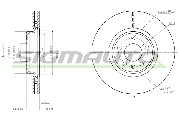 Disque de frein SIGMAUTO DBB996V