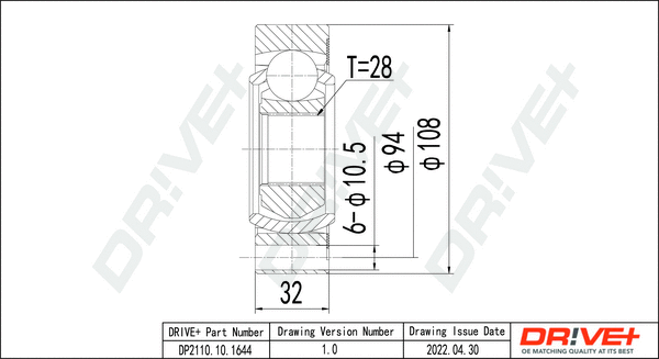Jeu de joints, arbre de transmission Dr!ve+ DP2110.10.1644