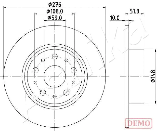 Disque de frein ASHIKA 61-00-0207C