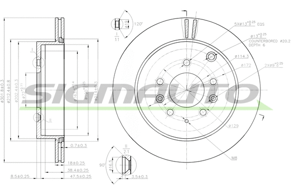 Disque de frein SIGMAUTO DBB819V