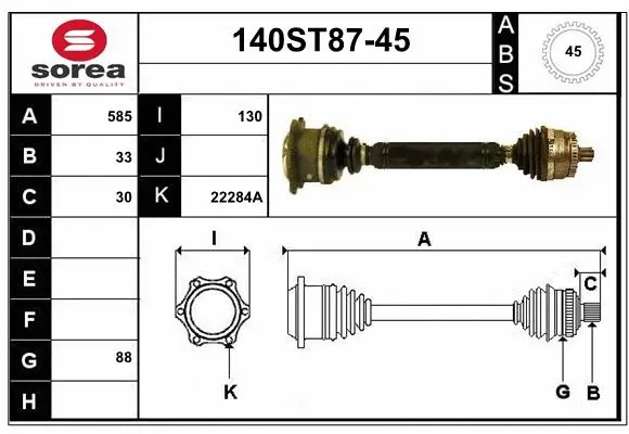 Arbre de transmission STARTCAR 140ST87-45
