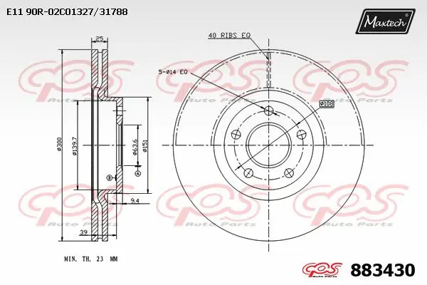 Disque de frein MAXTECH 883430