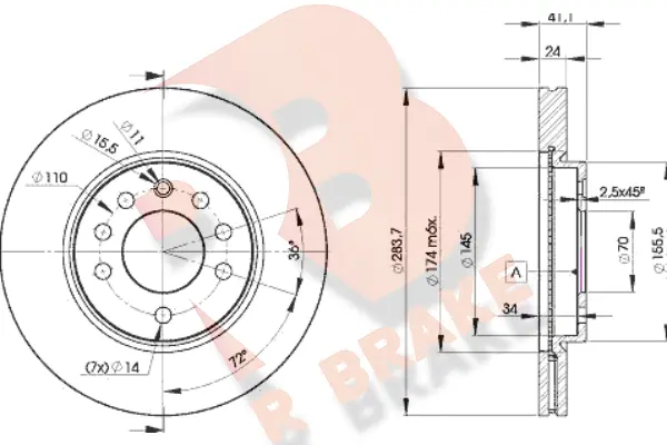Disque de frein R BRAKE 78RBD29047
