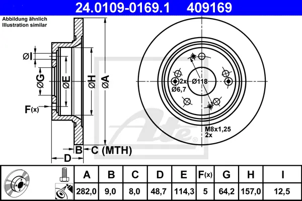 Disque de frein ATE-APAC 24.0109-0169.1