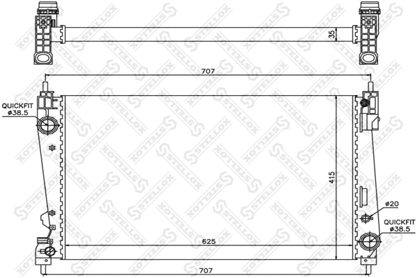 Radiateur, refroidissement du moteur STELLOX 10-25770-SX